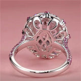 Big Oval Pink Zircon Stone Ring For Women Engagement Wedding Bridal Jewelry - Gemstone Gold