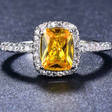 Big Square Champagne Zircon Ring Rose Gold For Women Jewelry - Genuine - Gemstone