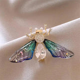Birds Butterfly Bee Brooch Jewelry For Women Pearl Rhinestone Animal Wedding - Gemstone Gold
