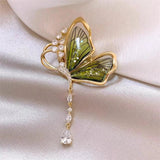 Birds Butterfly Bee Brooch Jewelry For Women Pearl Rhinestone Animal Wedding - Gemstone Gold