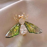 Birds Butterfly Bee Brooch Jewelry For Women Pearl Rhinestone Animal Wedding - Gemstone Gold