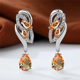 Blue Sapphire Gemstone Earring Clip Earrings For Women Wedding Jewelry - Gemstone Gold
