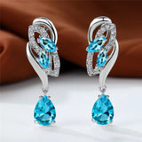 Blue Sapphire Gemstone Earring Clip Earrings For Women Wedding Jewelry - Gemstone Gold