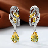 Blue Sapphire Gemstone Earring Clip Earrings For Women Wedding Jewelry - Gemstone Gold