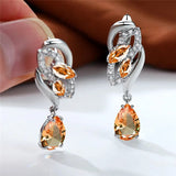 Blue Sapphire Gemstone Earring Clip Earrings For Women Wedding Jewelry - Gemstone Gold