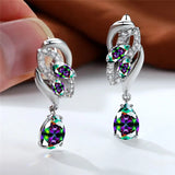 Blue Sapphire Gemstone Earring Clip Earrings For Women Wedding Jewelry - Gemstone Gold
