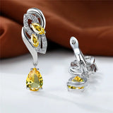 Blue Sapphire Gemstone Earring Clip Earrings For Women Wedding Jewelry - Gemstone Gold