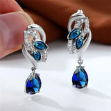 Blue Sapphire Gemstone Earring Clip Earrings For Women Wedding Jewelry - Gemstone Gold