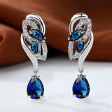 Blue Sapphire Gemstone Earring Clip Earrings For Women Wedding Jewelry - Gemstone Gold
