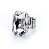 Blue Topaz Gemstone Ring for Women Elastic Engagement Jewelry - Genuine - Gemstone