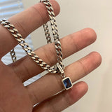 Blue Zircon Chain Punk Necklace for Women Party Jewelry Gift - Genuine - Gemstone