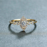 Bridal Marquise Zircon Wedding Ring Gold Engagement Band Accessories Jewelry - Gemstone Gold