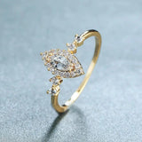 Bridal Marquise Zircon Wedding Ring Gold Engagement Band Accessories Jewelry - Gemstone Gold