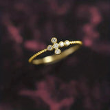 Bright Cross Zircon Ring for Women Jewelry Gold Accessories for Female - Gemstone Gold