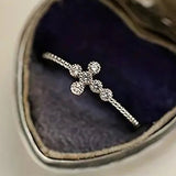 Bright Cross Zircon Ring for Women Jewelry Gold Accessories for Female - Gemstone Gold