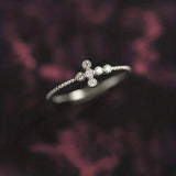 Bright Cross Zircon Ring for Women Jewelry Gold Accessories for Female - Gemstone Gold