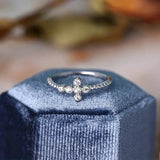 Bright Cross Zircon Ring for Women Jewelry Gold Accessories for Female - Gemstone Gold