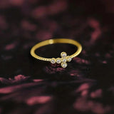 Bright Cross Zircon Ring for Women Jewelry Gold Accessories for Female - Gemstone Gold