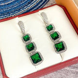 Bright Zircon Pendant Earrings Engagement Luxury Women Wedding Jewelry - Gemstone Gold