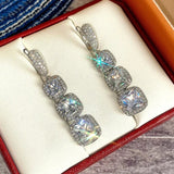 Bright Zircon Pendant Earrings Engagement Luxury Women Wedding Jewelry - Gemstone Gold