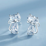 Bunny Rhinestone Stud Earring Girls Wedding For Women Animal Party - Gemstone Gold
