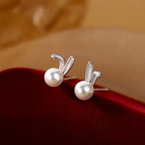 Bunny Rhinestone Stud Earring Girls Wedding For Women Animal Party - Gemstone Gold