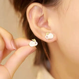 Bunny Rhinestone Stud Earring Girls Wedding For Women Animal Party - Gemstone Gold