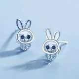 Bunny Rhinestone Stud Earring Girls Wedding For Women Animal Party - Gemstone Gold