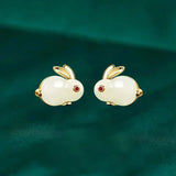 Bunny Rhinestone Stud Earring Girls Wedding For Women Animal Party - Gemstone Gold