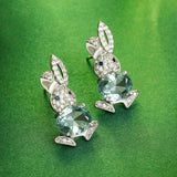 Bunny Rhinestone Stud Earring Girls Wedding For Women Animal Party - Gemstone Gold