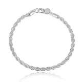 Charm 4MM Rope Chain Necklace Bracelet Women Wedding Gift Jewelry - Gemstone Gold