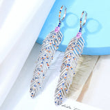 Charm Feather Earrings For Women Wedding Gold Zircon Jewelry - Gemstone Gold