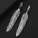 Charm Feather Earrings For Women Wedding Gold Zircon Jewelry - Gemstone Gold