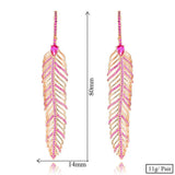 Charm Feather Earrings For Women Wedding Gold Zircon Jewelry - Gemstone Gold