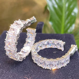Charm White Crystal Necklace Fine Jewelry Set Ring Earring for Women Anniversary - Gemstone Gold