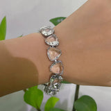 Charm White Crystal Necklace Fine Jewelry Set Ring Earring for Women Anniversary - Gemstone Gold