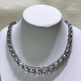 Charm White Crystal Necklace Fine Jewelry Set Ring Earring for Women Anniversary - Gemstone Gold