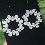 Charm White Crystal Necklace Fine Jewelry Set Ring Earring for Women Anniversary - Gemstone Gold