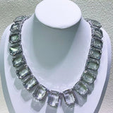 Charm White Crystal Necklace Fine Jewelry Set Ring Earring for Women Anniversary - Gemstone Gold