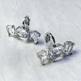 Charm White Crystal Necklace Fine Jewelry Set Ring Earring for Women Anniversary - Gemstone Gold