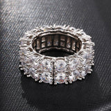Classic Iced Out Zircon Ring Gold Solitaire For Women Jewelry - Genuine - Gemstone