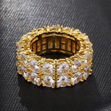 Classic Iced Out Zircon Ring Gold Solitaire For Women Jewelry - Genuine - Gemstone