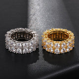 Classic Iced Out Zircon Ring Gold Solitaire For Women Jewelry - Genuine - Gemstone