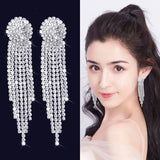 Crystal Water Drop Pendant Earrings Fine Women Bride Jewelry - Gemstone Gold