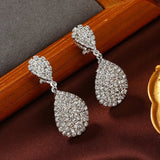 Crystal Water Drop Pendant Earrings Fine Women Bride Jewelry - Gemstone Gold