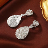 Crystal Water Drop Pendant Earrings Fine Women Bride Jewelry - Gemstone Gold