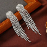 Crystal Water Drop Pendant Earrings Fine Women Bride Jewelry - Gemstone Gold