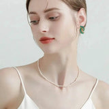 Curved Green Sparkling Earrings Women Wedding Party Jewelry - Gemstone Gold