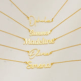 Custom Name Pendant Necklace for Women Personalised Cursive Letter Jewelry - Gemstone Gold
