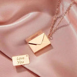 Customized Envelope Pendant Necklace Lover Couple Personalized Name Jewelry - Gemstone Gold
